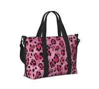 Mexpekil Borsone da viaggio, impermeabile, per sport, palestra, grande, per il fine settimana, per donne, uomini, bagaglio a mano, Stampa leopardata glitter rosa, Taglia unica