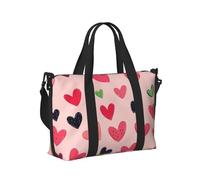 Mexpekil Borsone da viaggio, impermeabile, per sport, palestra, grande, per il fine settimana, per donne, uomini, bagaglio a mano, Cuori rosa e neri, Taglia unica