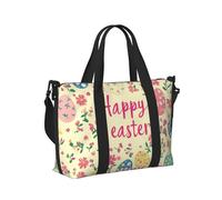 Mexpekil Borsone da viaggio, impermeabile, per sport, palestra, grande, per il fine settimana, per donne, uomini, bagaglio a mano, Uova floreali di Pasqua felice, Taglia unica