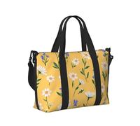 Mexpekil Borsone da viaggio, impermeabile, per sport, palestra, grande, per il fine settimana, per donne, uomini, bagaglio a mano, Margherite Piccole Giallo, Taglia unica