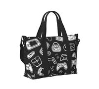 Mexpekil Borsone da viaggio, impermeabile, per sport, palestra, grande, per il fine settimana, per donne, uomini, bagaglio a mano, Game Hand Nero, Taglia unica