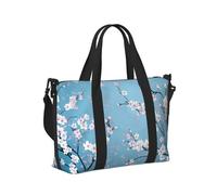 Mexpekil Borsone da viaggio, impermeabile, per sport, palestra, grande, per il fine settimana, per la notte, bagaglio a mano, borse per il volo, Rami Di Albero Di Ciliegio Blu, Taglia unica