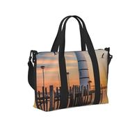 Mexpekil Borsone da viaggio, impermeabile, per sport, palestra, grande, per il fine settimana, per la notte, per donne e uomini, pieghevole, Faro Oceano Mare, taglia unica