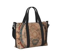 Mexpekil Borsone da viaggio, impermeabile, per sport, palestra, grande, per il fine settimana, per la notte, per donne e uomini, pieghevole, Mappa vintage del mondo, taglia unica