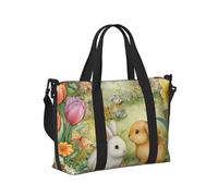 Mexpekil Borsone da viaggio, impermeabile, per sport, palestra, grande, per il fine settimana, per la notte, per donne e uomini, pieghevole, Giardino delle uova dei coniglietti pasquali, taglia unica