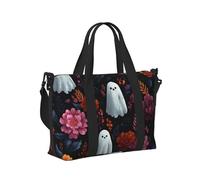 Mexpekil Borsone da viaggio, impermeabile, per sport, palestra, grande, per il fine settimana, per la notte, per donne e uomini, pieghevole, Simpatico motivo fantasma floreale, taglia unica