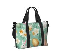 Mexpekil Borsone da viaggio, impermeabile, per sport, palestra, grande, per il fine settimana, per la notte, per donne e uomini, pieghevole, Uova di Pasqua Coniglietti Narcisi, taglia unica