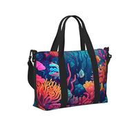 Mexpekil Borsone da viaggio, impermeabile, per sport, palestra, grande, per il fine settimana, per la notte, bagaglio a mano, borse per il volo, Pesci Corallo Subacqueo Neon, Taglia unica