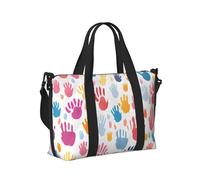 Mexpekil Borsone da viaggio, impermeabile, per sport, palestra, grande, per il fine settimana, per la notte, per donne e uomini, pieghevole, Stampa a mano arcobaleno, taglia unica