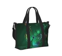 Mexpekil Borsone da viaggio, impermeabile, per sport, palestra, grande, per il fine settimana, per la notte, bagaglio a mano, borse per il volo, Farfalla Gioiello Verde, Taglia unica