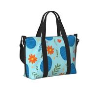 Mexpekil Borsone da viaggio, impermeabile, per sport, palestra, grande, per il fine settimana, per la notte, per donne e uomini, pieghevole, Uova di Pasqua Blu Floreale, taglia unica