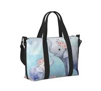 Mexpekil Borsone da viaggio, impermeabile, per sport, palestra, grande, per il fine settimana, per la notte, per donne e uomini, pieghevole, Elefante floreale che, taglia unica