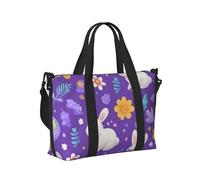 Mexpekil Borsone da viaggio, impermeabile, per sport, palestra, grande, per il fine settimana, per la notte, per donne e uomini, pieghevole, Coniglietti Uova Fiore Viola, taglia unica