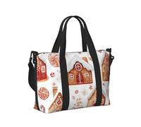 Mexpekil Borsone da viaggio, impermeabile, per sport, palestra, grande, per il fine settimana, per la notte, per donne e uomini, pieghevole, Biscotto Di Case Di Pan Di Zenzero, taglia unica