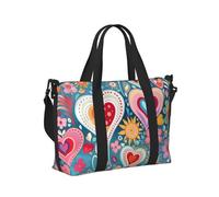 Mexpekil Borsone da viaggio, impermeabile, per sport, palestra, grande, per il fine settimana, per la notte, bagaglio a mano, borse per il volo, Fiori Cuori Colorati, Taglia unica