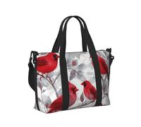 Mexpekil Borsone da viaggio, impermeabile, per sport, palestra, grande, per il fine settimana, per la notte, per donne e uomini, pieghevole, Red Birds Ramo Grigio, taglia unica