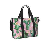 Mexpekil Borsone da viaggio, impermeabile, per sport, palestra, grande, per il fine settimana, per la notte, bagaglio a mano, borse per il volo, Fiore Di Cactus Verde Rosa, Taglia unica