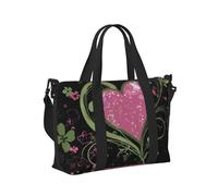 Mexpekil Borsone da viaggio, impermeabile, per sport, palestra, grande, per il fine settimana, per la notte, per donne e uomini, pieghevole, Cuore Rosa Ramo Verde, taglia unica