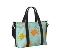 Mexpekil Borsone da viaggio, impermeabile, per sport, palestra, grande, per il fine settimana, per la notte, per donne e uomini, pieghevole, Pesce Cartoon Nuoto, taglia unica