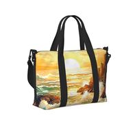 Mexpekil Borsone da viaggio, impermeabile, per sport, palestra, grande, per il fine settimana, per la notte, bagaglio a mano, borse per il volo, Onde Tramonto, Taglia unica