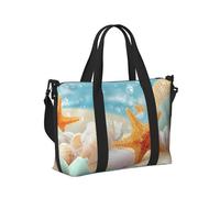 Mexpekil Borsone da viaggio, impermeabile, per sport, palestra, grande, per il fine settimana, per la notte, per donne e uomini, pieghevole, Spiaggia dei cartoni animati stelle marine conchiglie