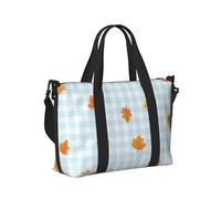 Mexpekil Borsone da viaggio, impermeabile, per sport, palestra, grande, per il fine settimana, per la notte, per donne e uomini, pieghevole, Fall Leaves O Plaid Blu, taglia unica