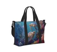 Mexpekil Borsone da viaggio, impermeabile, per sport, palestra, grande, per il fine settimana, per la notte, per donne e uomini, pieghevole, Tartarughe meduse colorate della barriera corallina, taglia