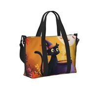 Mexpekil Borsone da viaggio, impermeabile, per sport, palestra, grande, per il fine settimana, per la notte, per donne e uomini, pieghevole, Luna di zucca arancione gatto, taglia unica