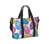 Mexpekil Borsone da viaggio, impermeabile, per sport, palestra, grande, per il fine settimana, per la notte, per donne e uomini, pieghevole, Motivo colorato con uova di Pasqua, taglia unica