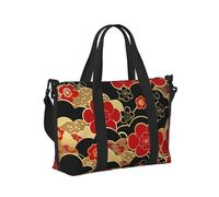 Mexpekil Borsone da viaggio, impermeabile, per sport, palestra, grande, per il fine settimana, per la notte, bagaglio a mano, borse per il volo, Onda Giapponese Fiore, Taglia unica