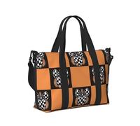 Mexpekil Borsone da viaggio, impermeabile, per sport, palestra, grande, per il fine settimana, per la notte, per donne e uomini, pieghevole, Fiocchi di zucca a scacchi gialli, taglia unica