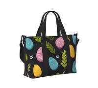 Mexpekil Borsone da viaggio, impermeabile, per sport, palestra, grande, per il fine settimana, per la notte, per donne e uomini, pieghevole, Foglie colorate di uova di Pasqua, taglia unica