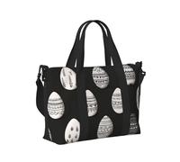 Mexpekil Borsone da viaggio, impermeabile, per sport, palestra, grande, per il fine settimana, per la notte, per donne e uomini, pieghevole, Uova di Pasqua bianche e nere, taglia unica