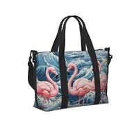 Mexpekil Borsone da viaggio, impermeabile, per sport, palestra, grande, per il fine settimana, per la notte, bagaglio a mano, borse per il volo, Onda fenicottero, Taglia unica