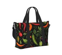 Mexpekil Borsone da viaggio, impermeabile, per sport, palestra, grande, per il fine settimana, per la notte, per donne e uomini, pieghevole, Tema colorato di peperoncino piccante, taglia unica