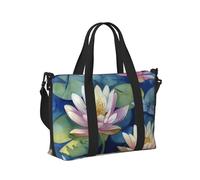Mexpekil Borsone da viaggio, impermeabile, per sport, palestra, grande, per il fine settimana, per la notte, per donne e uomini, pieghevole, Libellule di loto acquerello, taglia unica