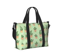 Mexpekil Borsone da viaggio, impermeabile, per sport, palestra, grande, per il fine settimana, per la notte, bagaglio a mano, borse per il volo, Carino Cartoon Cactus Verde, Taglia unica