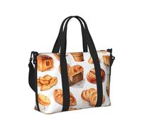 Mexpekil Borsone da viaggio, impermeabile, per sport, palestra, grande, per il fine settimana, per la notte, per donne e uomini, pieghevole, Modello di cibo per pane, taglia unica