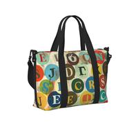 Mexpekil Borsone da viaggio, impermeabile, per sport, palestra, grande, per il fine settimana, per la notte, per donne e uomini, pieghevole, Tema Lettere Educazione, taglia unica