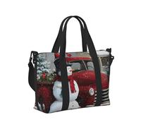 Mexpekil Borsone da viaggio, impermeabile, per sport, palestra, grande, per il fine settimana, per la notte, per donne e uomini, pieghevole, Pupazzo di neve camion rosso inverno, taglia unica