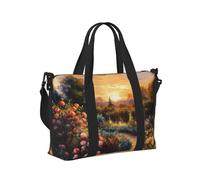 Mexpekil Borsone da viaggio, impermeabile, per sport, palestra, grande, per il fine settimana, per la notte, bagaglio a mano, borse per il volo, Fiori Giardino Paesaggio, Taglia unica