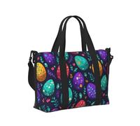 Mexpekil Borsone da viaggio, impermeabile, per sport, palestra, grande, per il fine settimana, per la notte, per donne e uomini, pieghevole, Piante luminose di uova di Pasqua, taglia unica