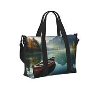 Mexpekil Borsone da viaggio, impermeabile, per sport, palestra, grande, per il fine settimana, per la notte, bagaglio a mano, borse per il volo, Laghi Barche Montagne, Taglia unica