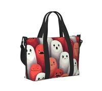 Mexpekil Borsone da viaggio, impermeabile, per sport, palestra, grande, per il fine settimana, per la notte, per donne e uomini, pieghevole, Bianco Rosso Fantasma Carino, taglia unica