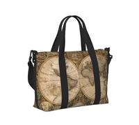 Mexpekil Borsone da viaggio, impermeabile, per sport, palestra, grande, per il fine settimana, per la notte, per donne e uomini, pieghevole, Mappa d'oro del mondo, taglia unica