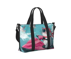 Mexpekil Borsone da viaggio, impermeabile, per sport, palestra, grande, per il fine settimana, per la notte, per donne e uomini, pieghevole, Cavalcando il gatto, taglia unica