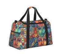 Mexpekil Borsone da viaggio in stile messicano, a quadri, borsa da viaggio, impermeabile, per sport, palestra, danza, grande, weekender, per la notte, pieghevole, da viaggio, per donne e uomini, Plaid