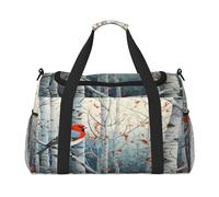 Mexpekil Borsone da viaggio invernale Foresta Betulla Albero Uccello Borse Tote per Donne Uomini Sport Palestra Duffel Leggero Weekender Pernottamento Borsa con Tracolla, Multi, Taglia unica, Borsone