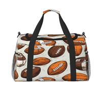 Mexpekil Borsone da viaggio marrone con motivo football americano, borse da viaggio per donne e uomini, borsa da palestra leggera, borsa da weekender, borsa da notte con tracolla, Multi, Taglia unica