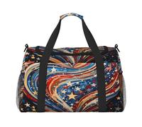 Mexpekil Borsone da viaggio Patriot Rosso Blu Cuore Star Art Carry On Tote Borse per Donne Uomini Sport Palestra Duffel Leggero Weekender Pernottamento Borsa con Tracolla, Multi, Taglia unica, Borsone